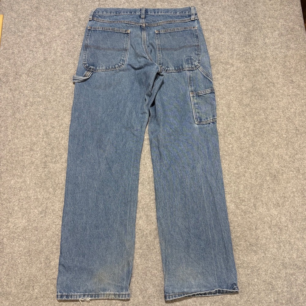 Wrangler Carpenter Jeans Mens 32x32 Blue Denim Workwear Utility Pants 87686DS